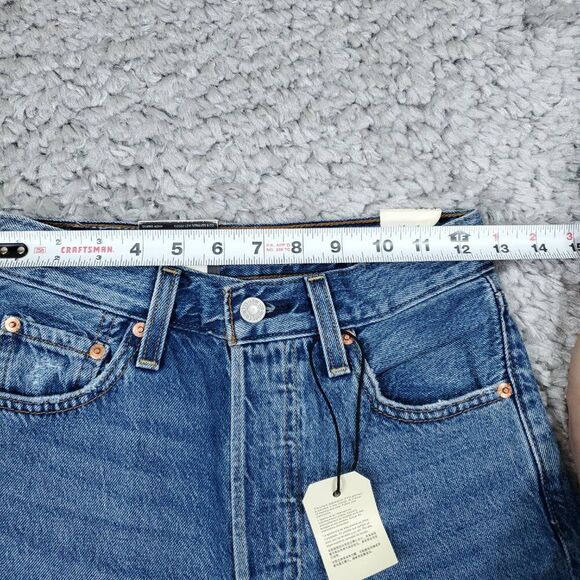 Levi's Premium Ribcage Straight Ankle Jeans Revolve Blue Ripped Size 24 x 27 - Picture 8 of 11